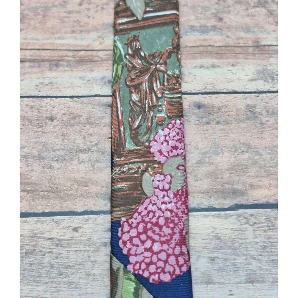 Vintage Halston III Mens Floral Tie 100% Italian Silk Made in USA 80s 90s